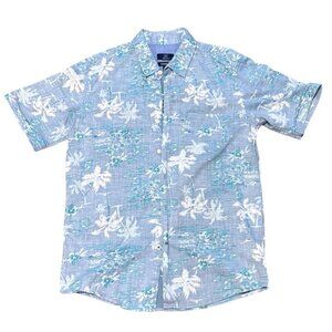 George Light Blue Floral Hawaiian Short Sleeve Button Down Shirt Men’s Size S